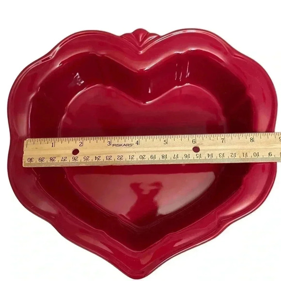 Princess House Pavillion Berry Heart Shaped Red Bake and Serve Bowl Pan - Picture 10 of 14